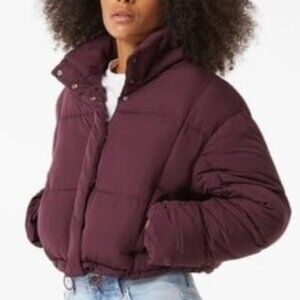 Purple Burgundy Bershka Padded Puffer Jackets